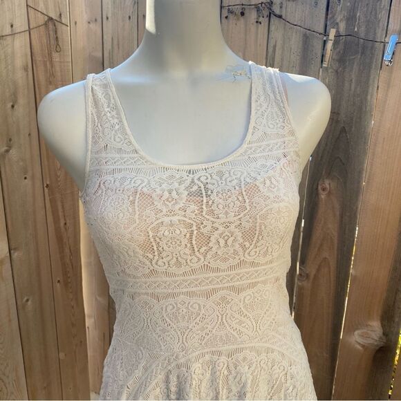 Free people nude lace layered mini dress size xs - Picture 7 of 8